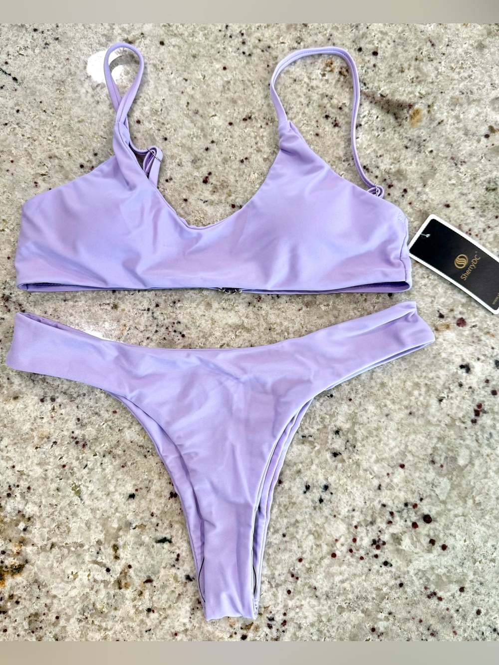 SherryDC Women's Scoop Neck Padded Brazilian Thong Bikini Swimsuit "NWT"